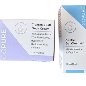 goPure Tighten & Lift‎ Neck Cream 1.7oz and Gentle Gel Cleanser 1oz Skincare Set